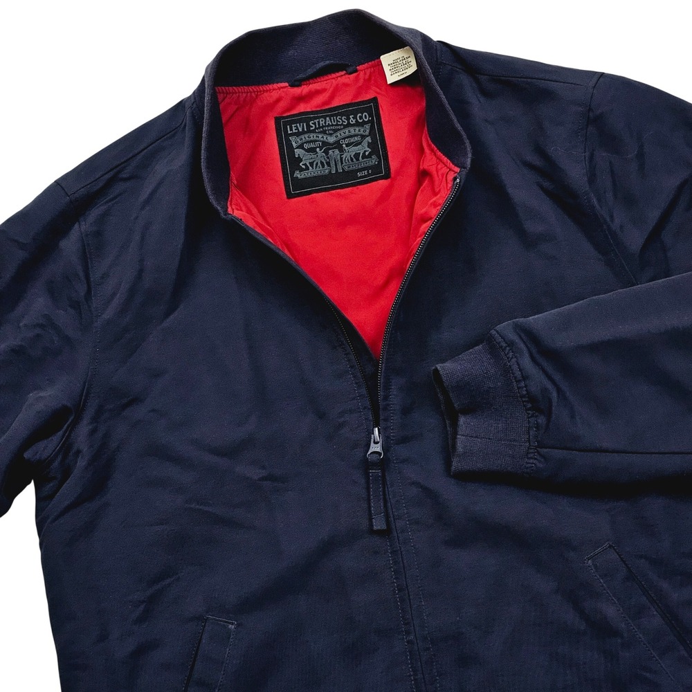 Levis Bomber Jacket Mens Small Blue Red Lining Harrington Lightweight Minimalist